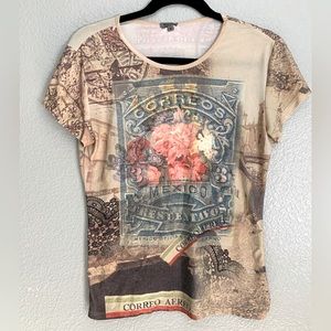 Vintage ‘00s women’s small stretchy mexican inspired graphic tee